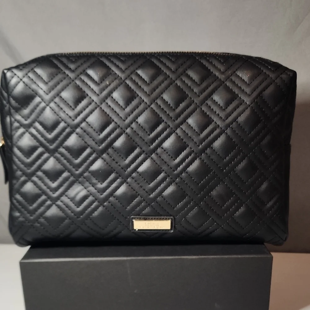Trina Turk Black Quilted Cosmetic Bag